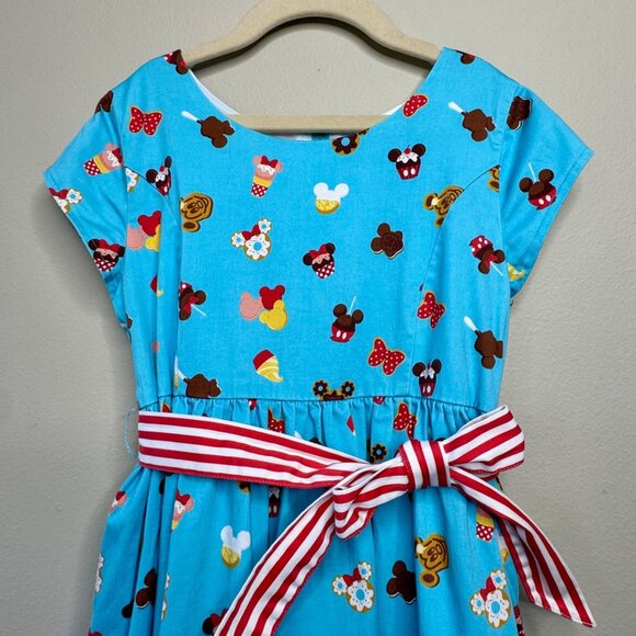 DISNEY PARKS Mickey Minnie Snacks Dress Girls L 12 Disney Dress Shop Food Icons - Picture 3 of 10